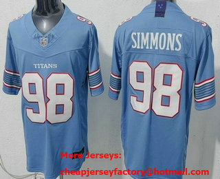 Men's Tennessee Titans #98 Jeffery Simmons Limited Light Blue FUSE Vapor Jersey