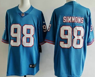 Men's Tennessee Titans #98 Jeffery Simmons imited Light Blue Throwback Vapor Jersey