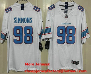 Men's Tennessee Titans #98 Jeffery Simmons Limited White Vapor Jersey