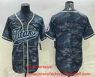 Men's Tennessee Titans Blank Grey Camo With Patch Cool Base Stitched Baseball Jersey