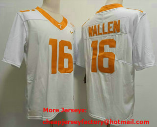 Men's Tennessee Volunteers #16 Morgan Wallen White FUSE College Stitched Jersey