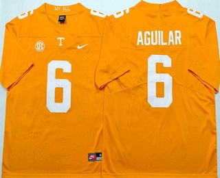 Men's Tennessee Volunteers #6 Joey Aguilar Yellow College Football Jersey