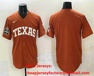 Men's Texas Longhorns Blank Orange 2025 World Series Stitched Jersey