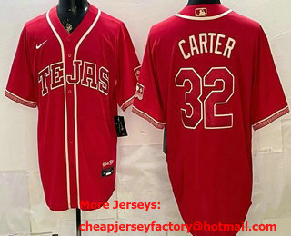 Men's Texas Rangers #32 Evan Carter Red 2026 City Connect Stadium Jersey