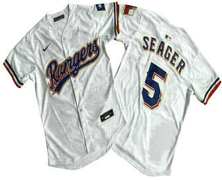 Men's Texas Rangers #5 Corey Seager White Cool Base Limited Jersey