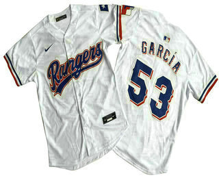 Men's Texas Rangers #53 Adolis Garcia White Cool Base Limited Jersey