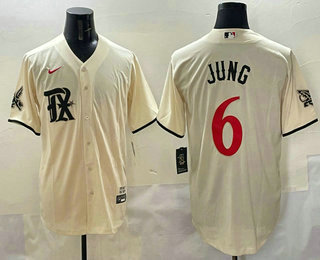 Men's Texas Rangers #6 Josh Jung Name Cream 2023 City Connect Cool Base Stitched Jersey