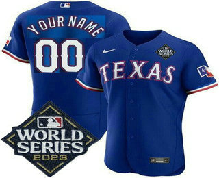 Men's Texas Rangers Customized Blue 2023 World Series Authentic Jersey