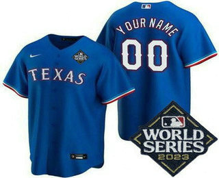 Men's Texas Rangers Customized Blue 2023 World Series Cool Base Jersey