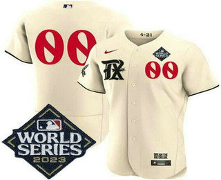 Men's Texas Rangers Customized Cream City 2023 World Series Authentic Jersey