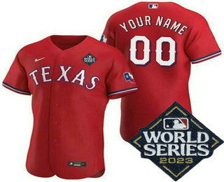 Men's Texas Rangers Customized Red 2023 World Series Authentic Jersey