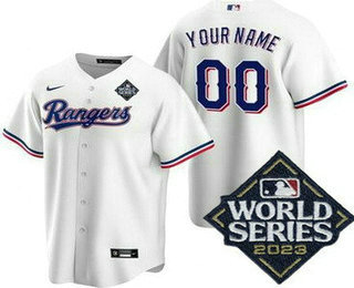 Men's Texas Rangers Customized White 2023 World Series Cool Base Jersey