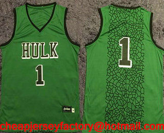 Men's The Avengers #1 Hulk Green Fashion Basketball Jersey