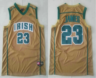 Men's The Fighting Irish #23 Lebron James Yellow Soul Swingman High School Basketball Jersey