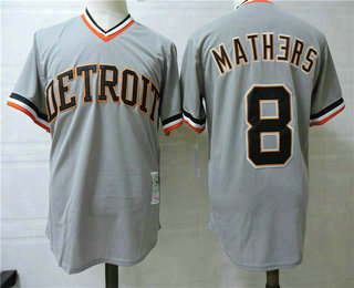 Men's The Movie Detroit Tigers #8 Marshall Mathers Gray Mitchell & Ness Throwback Jersey
