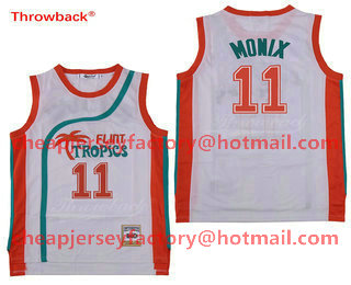 Men's The Movie Flint Tropics #11 Ed Monix White Soul Swingman Basketball Jersey