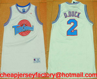 Men's The Movie Space Jam #2 Daffy Duck White Soul Swingman Basketball Jersey