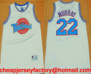 Men's The Movie Space Jam #22 Bill Murray White Soul Swingman Basketball Jersey