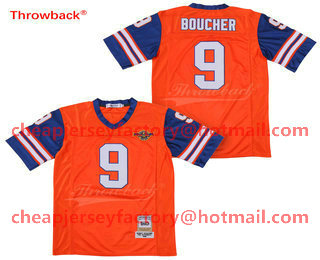 Men's The Movie The Waterboy Adam Sandler #9 Bobby Boucher Orange With Blue Stitched Football Jersey