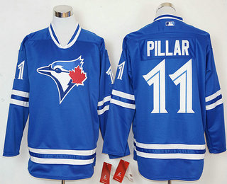 Men's Toronto Blue Jays #11 Kevin Pillar Blue Alternate Long Sleeve Baseball Jersey