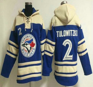 Men's Toronto Blue Jays #2 Troy Tulowitzki Alternate Blue MLB Hoody