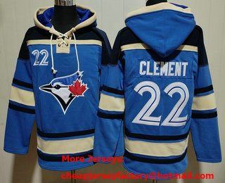 Men's Toronto Blue Jays #22 Ernie Clement Blue With Black Ageless Must Have Lace Up Pullover Hoodie