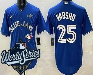 Men's Toronto Blue Jays #25 Daulton Varsho Blue 2025 World Series Cool Base Jersey