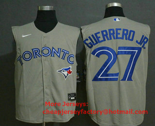 Men's Toronto Blue Jays #27 Vladimir Guerrero Jr. Grey 2020 Cool and Refreshing Sleeveless Fan Stitched MLB Nike Jersey