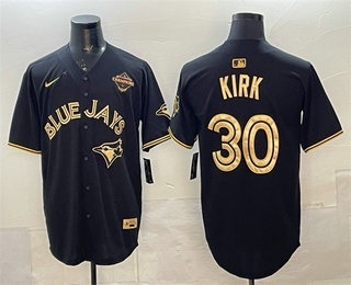 Men's Toronto Blue Jays #30 Alejandro Kirk Black Gold 2025 American League Champions Limited Stitched Jersey