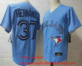 Men's Toronto Blue Jays #37 Teoscar Hernandez Light Blue Cool Base Jersey