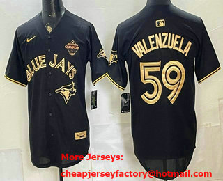 Men's Toronto Blue Jays #59 Brandon Valenzuela Black Gold 2025 American League Champions Limited Jersey