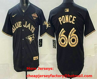 Men's Toronto Blue Jays #66 Cody Ponce Black Gold 2025 American League Champions Limited Jersey