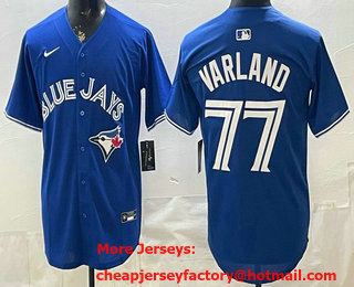 Men's Toronto Blue Jays #77 Louis Varland Blue Limited Jersey