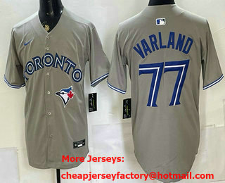 Men's Toronto Blue Jays #77 Louis Varland Grey Limited Jersey