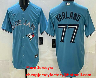 Men's Toronto Blue Jays #77 Louis Varland Light Blue Cool Base Jersey