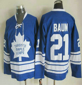 Men's Toronto Maple Leafs ##21 Bobby Baun 1966-67 Blue Third CCM Vintage Throwback Jersey