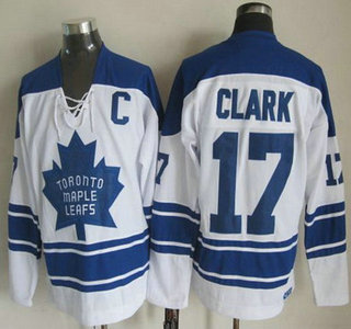 Men's Toronto Maple Leafs #17 Wendel Clark 1966-67 White CCM Vintage Throwback Jersey