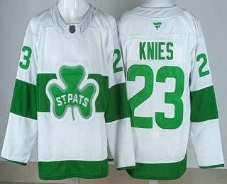 Men's Toronto Maple Leafs #23 Matthew Knies White St Pats Authentic Jersey