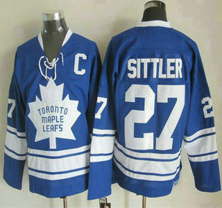 Men's Toronto Maple Leafs #27 Darryl Sittler 1966-67 Blue Third CCM Vintage Throwback Jersey