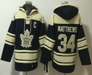 Men's Toronto Maple Leafs #34 Auston Matthews Black All Stitched Sweatshirt Hoodie