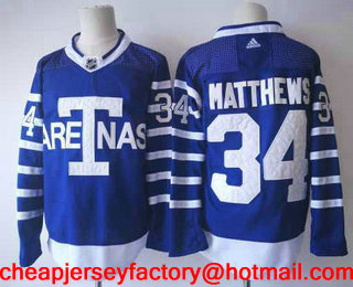 Men's Toronto Maple Leafs #34 Auston Matthews Royal Blue Arenas 2017-2018 Hockey Stitched NHL Jersey