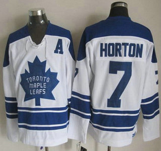 Men's Toronto Maple Leafs #7 Tim Horton 1966-67 White CCM Vintage Throwback Jersey