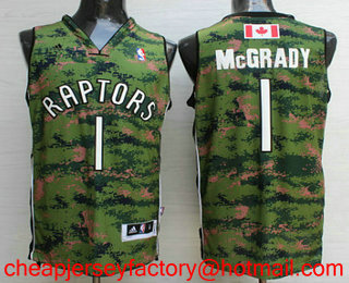 Men's Toronto Raptors #1 Tracy McGrady Revolution 30 Swingman Camo Canada Flag Jersey