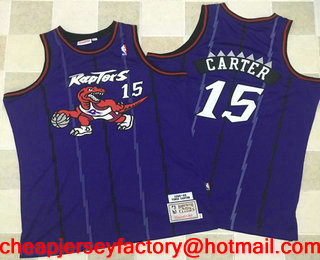 Men's Toronto Raptors #15 Vince Carter 1998-99 Purple Hardwood Classics Soul AU Throwback Jersey