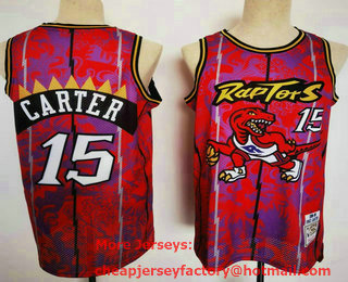 Men's Toronto Raptors #15 Vince Carter 1998-99 Red Hardwood Classics Soul Swingman Throwback Fashion Jersey