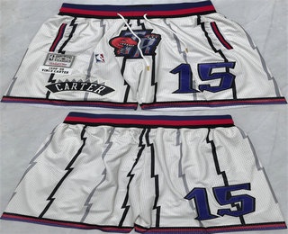 Men's Toronto Raptors #15 Vince Carter White Shorts