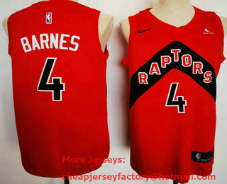 Men's Toronto Raptors #4 Scottie Barnes Red 2021 Nike Swingman Stitched Jersey With Sponsor