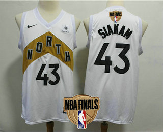 Men's Toronto Raptors #43 Pascal Siakam New White 2019 NBA Finals Patch City Edition NBA Swingman Sun Life Jersey