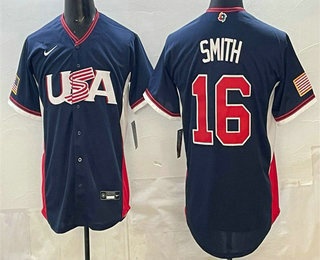 Men's USA #16 Will Smith Navy 2026 World Baseball Classic Cool Base Jersey