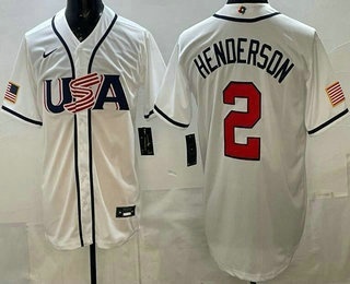 Men's USA #2 Gunnar Henderson White 2026 World Baseball Classic Cool Base Jersey